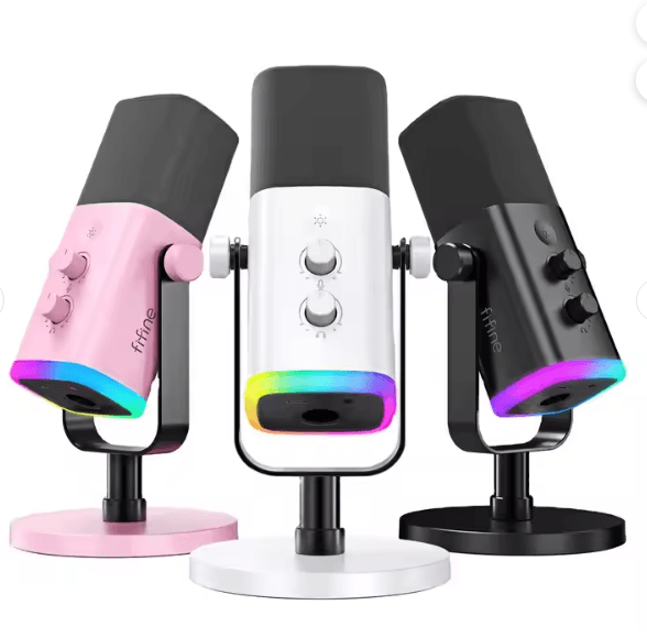 FIFINE AmpliGame AM8 RGB USB/XLR Microphone - Wireless Microphone & Boya | Sync & Switch