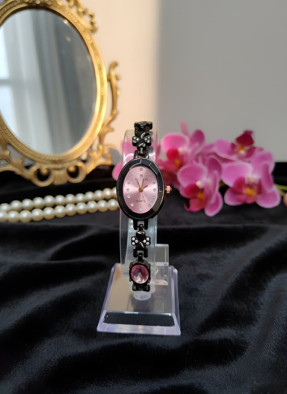 Ladies Bracelet Watch - Green Dial, Golden Bracelet Strap, Stone Markers