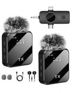 F11-2 3in 1 Wireless Collar Microphone for iPhone/Android/Type C - Wireless Microphone & Boya | Sync & Switch