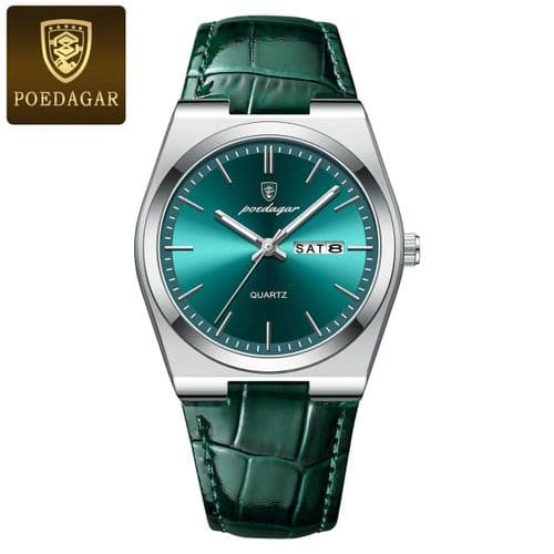 POEDAGAR 930L Men's Leather Quartz Watch - Water Resistant Business - Luxury Watch | Sync & Switch