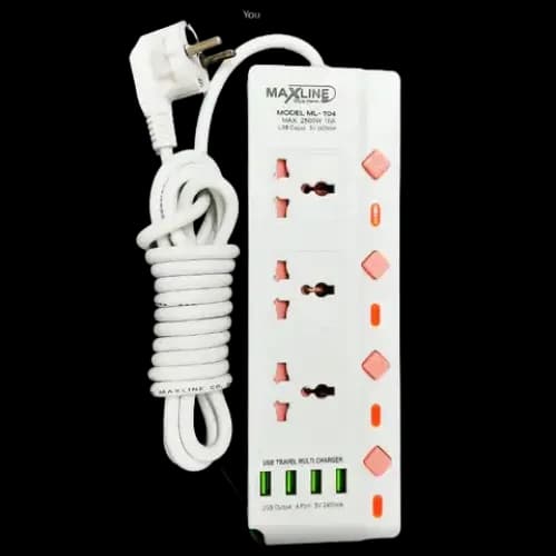MaxLine ML-704, 4 Port USB, 7 Outlets Multiplug Charger - Electronics item | Sync & Switch