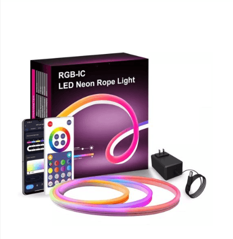 RGB LED neon strip - 5 meters, control: app and remote control, 16 million colors, 4 lighting modes, wall
