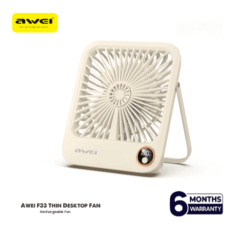 Awei F33 Thin Desktop Fan Space Saving Energy Saving Vertical - Charger Fan | Sync & Switch