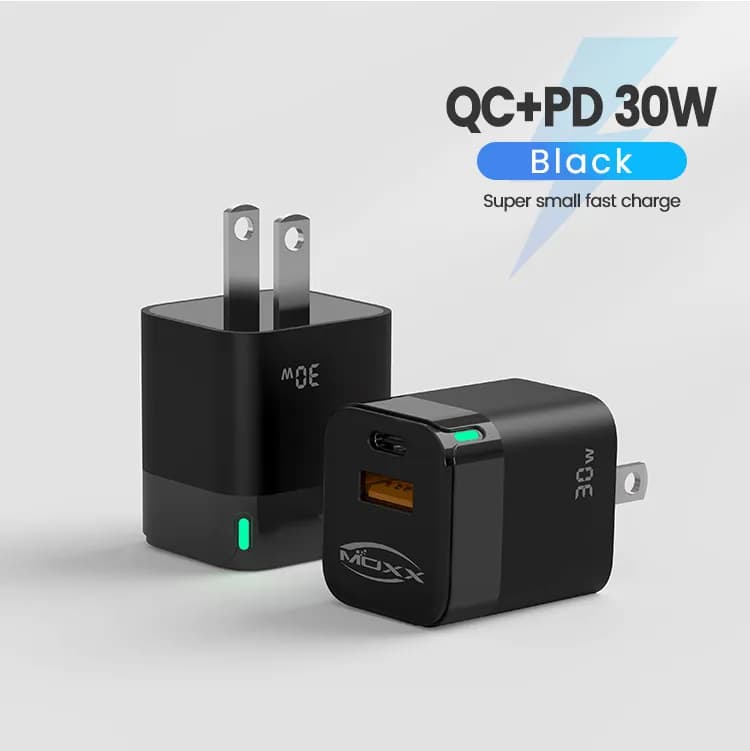 MOXX MC30 Power PD 30W Adapter Type-C & USB+A Port - Mobile Charger | Sync & Switch