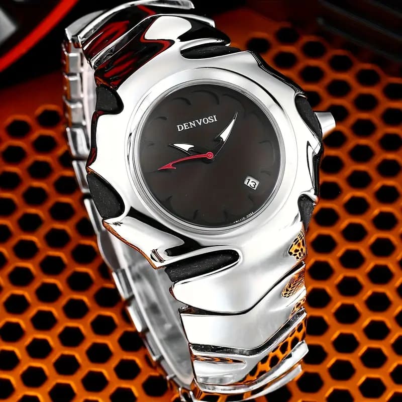 DENVOSI Premium Metal Watch – Bold Design (Black Dial) - Luxury Watch | Sync & Switch