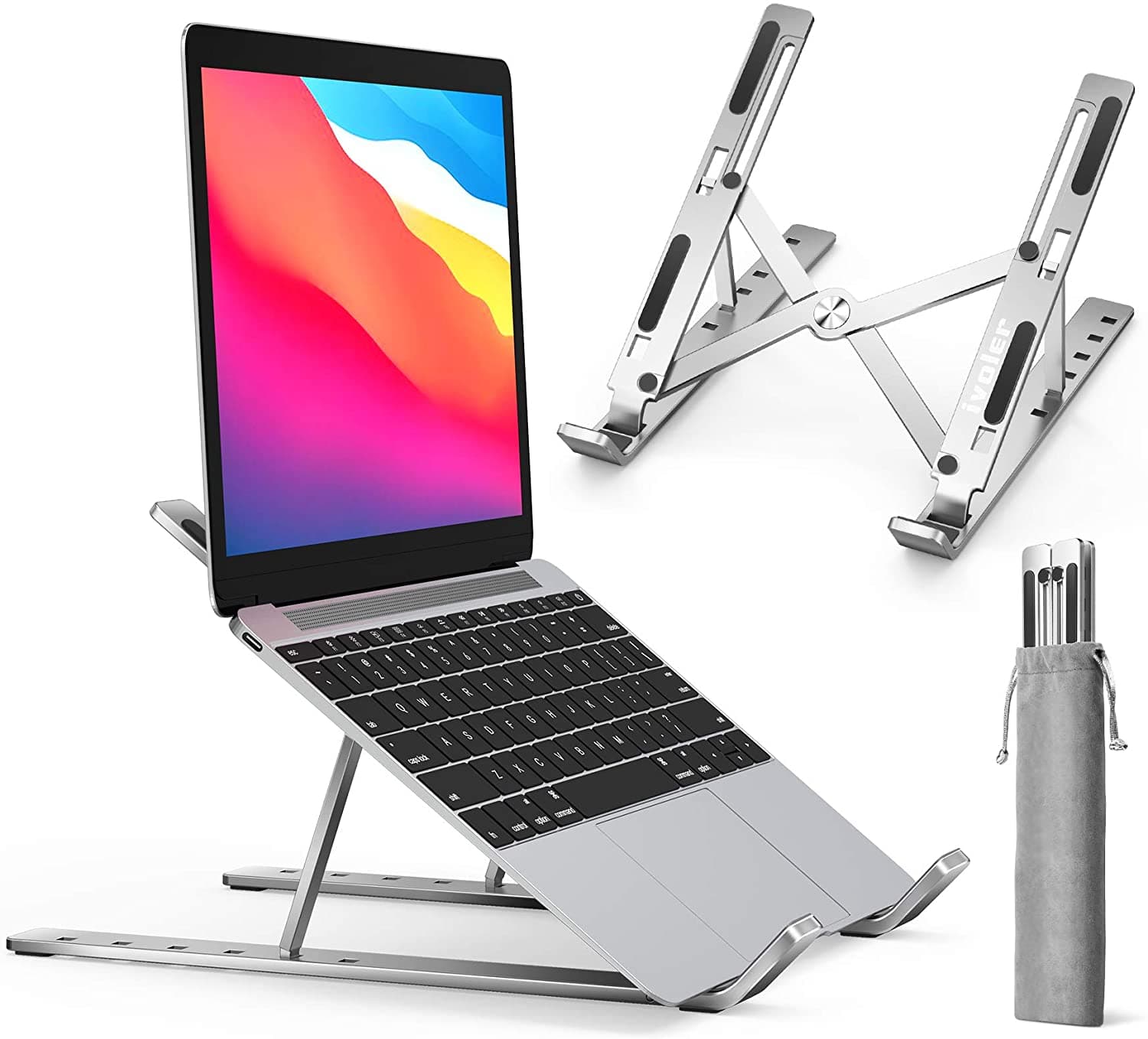 Aluminum Alloy Adjustable Portable Folding Notebook Stand Foldable - Tripod &Ring Light | Sync & Switch
