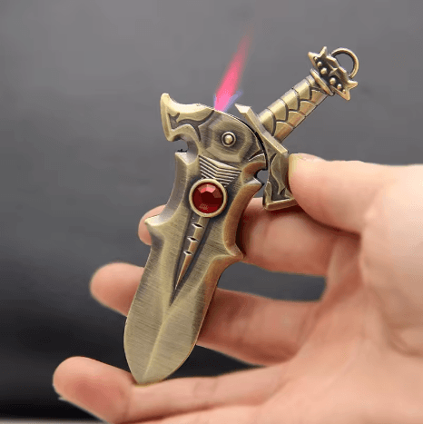 New Knife Sword Model Portable Windproof Jet Flame Gas Cigarette - Lighter | Sync & Switch
